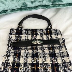 Steve Madden Black and White Tweed Shoulder Bag